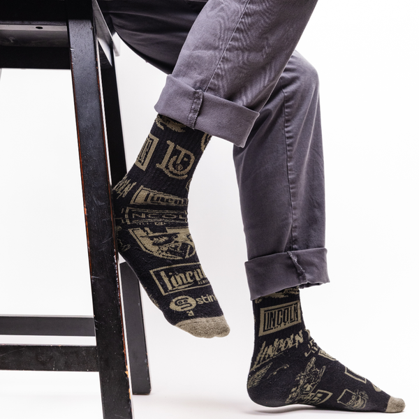 Green and Black Logo Socks
