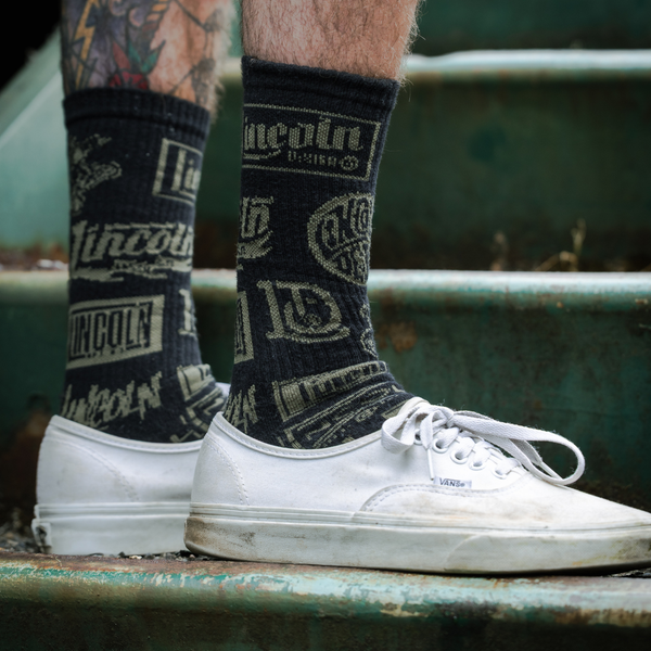 Green and Black Logo Socks